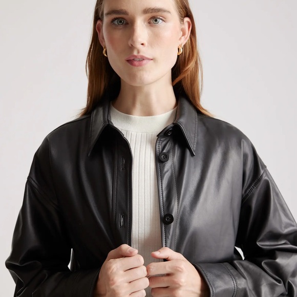 NWT Quince 100% Leather Shirt Jacket - Picture 12 of 14